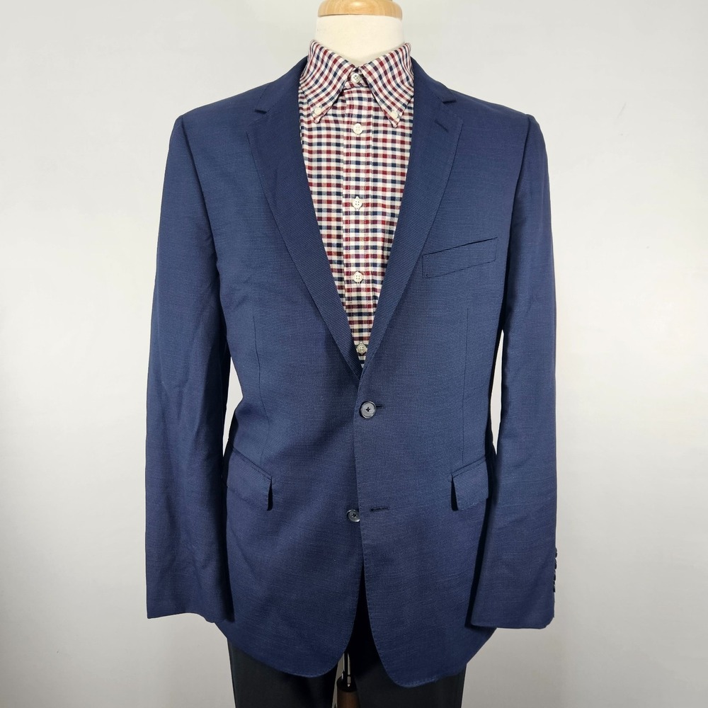 DKNY‎ Men's Sport Coat Blazer Two Button Navy Blue Wool 42L Long